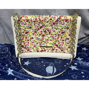 STEVE MADDEN white Floral Print Crossbody Breah Shoulder Flap Bag